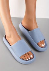 Niebieskie Piankowe Klapki w Stylu Basic Oreithano. Niebieskie klapki damskie Renee, bez wzorów, bez obcasa, na płaskiej podeszwie. Za 44.99 zł.