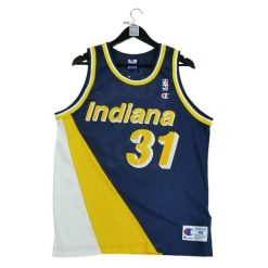 Second life - Męska koszulka NBA Indiana Pacers - Stan bardzo dobry. Niebieskie koszulki sportowe męskie Champion, m, bez wzorów, bez kołnierzyka, bez ramiączek, do koszykówki. Za 1,184.36 zł.
