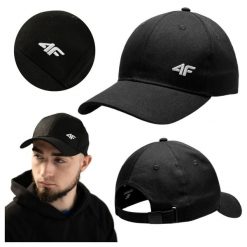 Czapka z daszkiem męska 4F 4FWSS24ACABM357. Czarne czapki i kapelusze męskie 4f, bez wzorów, z bawełny, klasyczne. Za 49.99 zł.