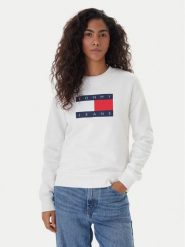 Tommy Jeans Bluza Flag DW0DW22564 Écru Regular Fit. Bluzy damskie Tommy Jeans, xl, bez wzorów, z bawełny, bez kaptura. Za 369.99 zł.