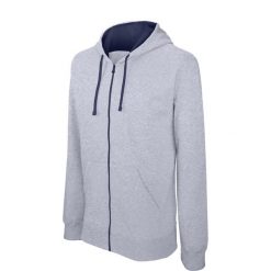 Bluza z kapturem na zamek Kariban Contrastée. Szare bluzy męskie KARIBAN, s, bez wzorów, z bawełny, z kapturem. Za 229.00 zł.