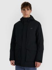 4F Parka przejściowa membrana 8000 męska - czarna XL. Czarne płaszcze męskie 4f, m, bez wzorów, bez kaptura. Za 699.99 zł.