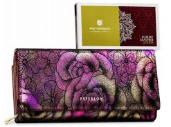 Portfel skórzany Peterson [DH] PTN 42100-MD fioletowy. Fioletowe portfele damskie Peterson, bez wzorów, ze skóry. Za 172.99 zł.
