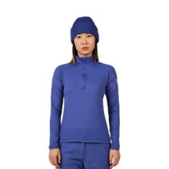 Kurtka narciarska 1/4 Zip damska Rossignol Stretch. Niebieskie bluzy sportowe damskie Rossignol, bez wzorów, bez kaptura, narciarskie. Za 396.50 zł.