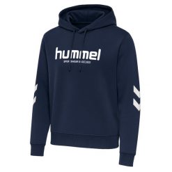 Bluza damska z kapturem Hummel Legacy 2.0. Niebieskie bluzy damskie Hummel, bez wzorów, sportowe, bez kołnierzyka, bez ramiączek, z kapturem. Za 279.50 zł.