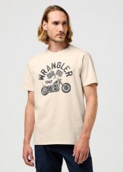 WRANGLER AMERICANA TEE MĘSKA KOSZULKA T-SHIRT VINTAGE WHITE 112357379 W70P016327. Białe koszulki polo męskie Wrangler, m, bez wzorów, vintage, bez ramiączek. Za 69.99 zł.