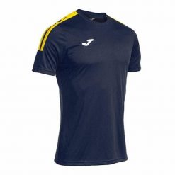 Koszulka piłkarska męska z krótkim rękawem JOMA Olimpiada L. Niebieskie koszulki sportowe męskie Joma, l, bez wzorów, bez kołnierzyka, bez ramiączek, do piłki nożnej. Za 168.00 zł.