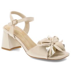 Sandały damskie Vinceza, cholewka ze skóry ekologicznej z przodu ozdobna kokarda z metalicznym akcentem, beżowe, 20283. Brązowe klapki damskie VINCEZA, bez wzorów, ze skóry ekologicznej, bez obcasa, na obcasie, bez zapięcia. Za 139.00 zł.