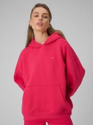4F Bluza dresowa loose z kapturem damska - czerwona M. Czerwone bluzy damskie 4f, m, bez wzorów, z dresówki, z kapturem. Za 199.99 zł.