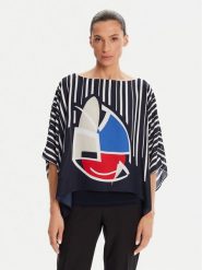 Joseph Ribkoff Bluzka 251180 Granatowy Relaxed Fit. Niebieskie bluzki damskie Joseph Ribkoff, bez wzorów, z syntetyku, bez kołnierzyka, bez ramiączek. Za 609.99 zł.