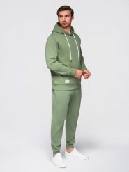 Komplet dresowy męski bluza bawełniana dresowa + spodnie joggery - zielony V3 - Rozmiar: XL. Zielone bluzy sportowe męskie Ombre Clothing, m, z aplikacjami, z bawełny. Za 339.99 zł.