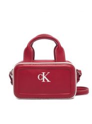 Calvin Klein Torebka Contrast Ck Mini Bauletto Bag LV04F1257G Bordowy. Czerwone torebki do ręki damskie Calvin Klein, bez wzorów, ze skóry, bez dodatków. Za 369.99 zł.