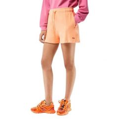 Spodenki damskie Lacoste. Brązowe szorty sportowe damskie Lacoste, na lato, l, z aplikacjami, z dzianiny, eleganckie, z podwyższonym stanem. Za 327.00 zł.