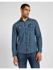 LEE MĘSKA KOSZULA REGULAR WESTERN SHIRT GREEN AURA 112355743 L66W008582. Zielone koszule męskie Lee, l, bez wzorów, bez kołnierzyka, bez ramiączek. Za 229.99 zł.