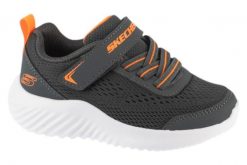 Buty sportowe Sneakersy chłopięce, Bounder - Quantarun. Szare trampki i tenisówki chłopięce Skechers, bez wzorów, z materiału, sportowe, przed kostkę, bez zapięcia. Za 99.99 zł.