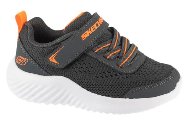 Buty sportowe Sneakersy chłopięce, Bounder - Quantarun. Szare trampki i tenisówki chłopięce Skechers, bez wzorów, z materiału, sportowe, przed kostkę, bez zapięcia. Za 119.99 zł.