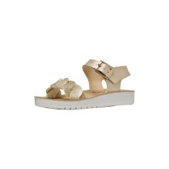 Sandały GEOX J SANDAL COSTAREI Złoty. Szare sandały damskie Geox, bez wzorów, z syntetyku, bez obcasa, bez zapięcia. Za 225.35 zł.