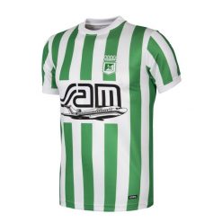 Atlético Nacional retro koszulka piłkarska z 1989 roku. Białe koszulki sportowe męskie COPA FOOTBALL, l, bez wzorów, bez kołnierzyka, bez ramiączek, do piłki nożnej. Za 300.92 zł.