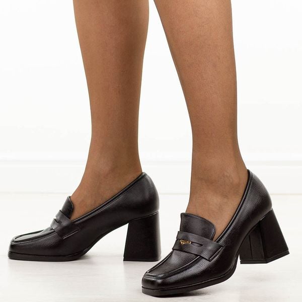 Czarne mokasyny damskie na słupku Potocki 12710. Czarne mokasyny damskie POTOCKI, z jeansu, biznesowe. Za 179.00 zł.