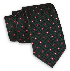 Ciemny Zielony Elegancki Krawat -Angelo di Monti- 6 cm, Męski, w Czerwono-Biały Geometryczny Wzór. Czerwone krawaty i muchy Angelo di Monti, bez wzorów, eleganckie. Za 45.00 zł.