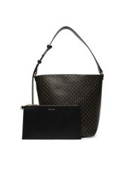 Calvin Klein Torebka Emblem Aop Medium Bucket LV04F3365G Czarny. Czarne torebki do ręki damskie Calvin Klein, bez wzorów, ze skóry, bez dodatków. Za 529.99 zł.