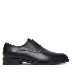 Półbuty BOSS. Czarne eleganckie półbuty Boss, wizytowe, bez zapięcia. Za 719.99 zł.