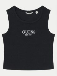Guess Top J4YI16 KBZP4 Czarny Regular Fit. Czarne t-shirty i topy dla dziewczynek Guess, z aplikacjami, z bawełny, bez ramiączek. Za 59.99 zł.
