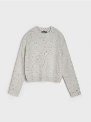 Sweter z kolorowymi cekinami - szary. Szare swetry damskie Sinsay, l, bez wzorów, bez kołnierzyka, bez ramiączek, bez kaptura. Za 69.99 zł.