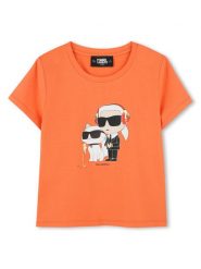 Karl Lagerfeld Kids T-Shirt Z30492 S Pomarańczowy Regular Fit. Brązowe t-shirty i topy dla dziewczynek Karl Lagerfeld Kids, bez wzorów, z bawełny, bez ramiączek. Za 129.99 zł.