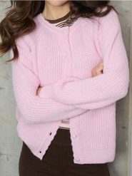 Prążkowany sweter - różowy. Czerwone swetry damskie Sinsay, l, bez wzorów, prążkowane, bez kołnierzyka, bez ramiączek, bez kaptura. Za 49.99 zł.