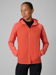 4F Bluza trekkingowa regular z kapturem damska - różowa L. Czerwone bluzy damskie 4f, na lato, l, bez wzorów, z tkaniny, wizytowe, bez kołnierzyka, bez ramiączek, z kapturem. Za 249.99 zł.