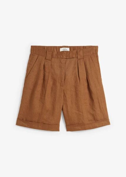 Szorty bermudy z czystego lnu. Czerwone szorty damskie bonprix, na lato, bez wzorów, ze lnu. Za 147.99 zł.