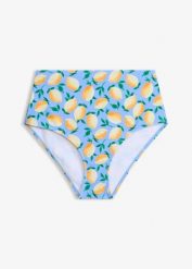 Figi bikini z wysokim stanem. Niebieskie bikini damskie bonprix, bez wzorów. Za 69.99 zł.