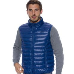 Męska kurtka bez rękawów Leone 1947 Apparel. Niebieskie kurtki męskie LEONE 1947 APPAREL, l, bez wzorów, z tkaniny, sportowe, bez kaptura. Za 197.03 zł.