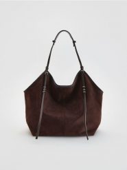 Torebka shopper - ciemnobrązowy. Brązowe torebki shopper damskie Reserved, bez wzorów, bez dodatków. Za 159.99 zł.