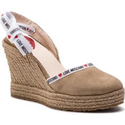 Espadryle LOVE MOSCHINO - JA1027AI07JF0105 Sabbia. Brązowe klapki damskie Love Moschino, bez wzorów, z materiału, bez obcasa, na obcasie. W wyprzedaży za 599.00 zł.