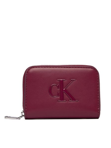 Calvin Klein Portfel Bold Ck Medium Zip Around LV04F1154G Bordowy. Czerwone portfele damskie Calvin Klein, bez wzorów, ze skóry. Za 132.99 zł.