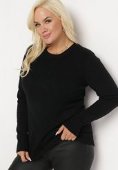 Czarny Sweter z Przeszyciami Maialle. Czarne swetry damskie Born2be, l, bez wzorów, klasyczne, bez kołnierzyka, bez ramiączek, długie, bez kaptura. Za 89.99 zł.