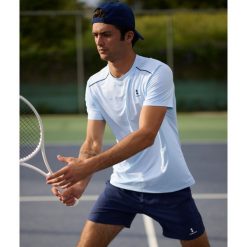 Koszulka sportowa męska Performance. Niebieskie koszulki sportowe męskie NORDICDOTS, l, bez wzorów, bez kołnierzyka, bez ramiączek, do biegania. Za 230.00 zł.