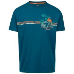 T-shirt męski Trespass Zama niebieski L. Niebieskie koszulki sportowe męskie Trespass, l, bez wzorów, z dzianiny, bez kołnierzyka, bez ramiączek, trekkingowe. Za 101.83 zł.
