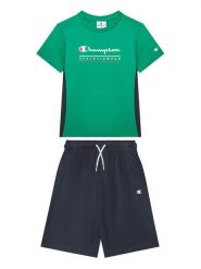 Champion Komplet t-shirt i spodenki 306992 Zielony Regular Fit. Zielone szorty dla chłopców Champion, bez wzorów, z bawełny. Za 99.99 zł.