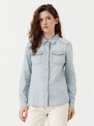 ONLY Koszula jeansowa Alexa 15315185 Błękitny Regular Fit. Niebieskie bluzki damskie Only, s, bez wzorów, z bawełny, bez kołnierzyka, bez ramiączek. Za 79.99 zł.