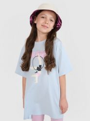 4F T-shirt oversize z nadrukiem dziewczęcy - niebieski 158 (12-13 lat). Niebieskie t-shirty i topy dla dziewczynek 4f, bez wzorów, z bawełny, bez ramiączek. W wyprzedaży za 19.99 zł.