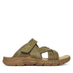 Klapki Josef Seibel. Brązowe klapki damskie Josef Seibel, bez wzorów, bez obcasa. Za 269.99 zł.
