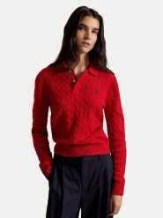 Polo Ralph Lauren Sweter 211972132501 Czerwony Regular Fit. Czerwone swetry damskie Polo Ralph Lauren, m, bez wzorów, z wełny, bez kołnierzyka, bez ramiączek, bez kaptura. Za 1,199.00 zł.