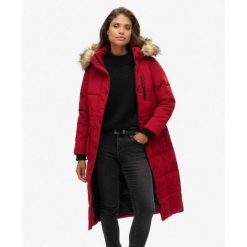 Długi płaszcz z futerka sztucznego Everest od SUPERDRY. Czerwone płaszcze damskie Superdry., bez wzorów, eleganckie, długie, bez kaptura. W wyprzedaży za 691.45 zł.