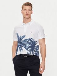 Tommy Hilfiger Polo Palm Print MW0MW34758 Biały Regular Fit. Białe koszulki polo męskie Tommy Hilfiger, l, bez wzorów, z bawełny, bez ramiączek. Za 229.99 zł.