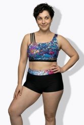 Damskie Bikini połyskujący nadruk miękkie miseczki trzy ramiączka. Niebieskie bikini damskie Ulla Popken, plus size, bez wzorów, plus size. Za 191.99 zł.
