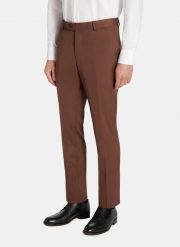 PAKO LORENTE – Spodnie garniturowe w kolorze brązowym. Brązowe eleganckie spodnie męskie Pako Lorente, m, bez wzorów, z elastanu. Za 599.99 zł.