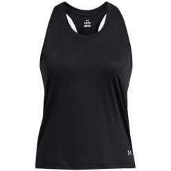 Tank top do biegania damski Under Armour Launch Singlet. Czarne koszulki sportowe damskie Under Armour, l, bez wzorów, bez kołnierzyka, bez ramiączek, do biegania. Za 94.99 zł.
